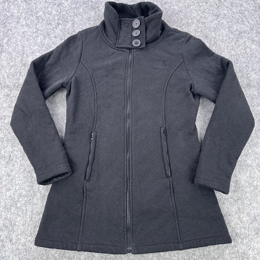 The North Face Caroluna Jacket Womens Medium Black Quilted Fleece Lined Full Zip